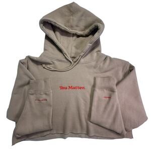 You Matter Demetrius Harmon Tan Cropped Hoodie Embroidered Mental Health L